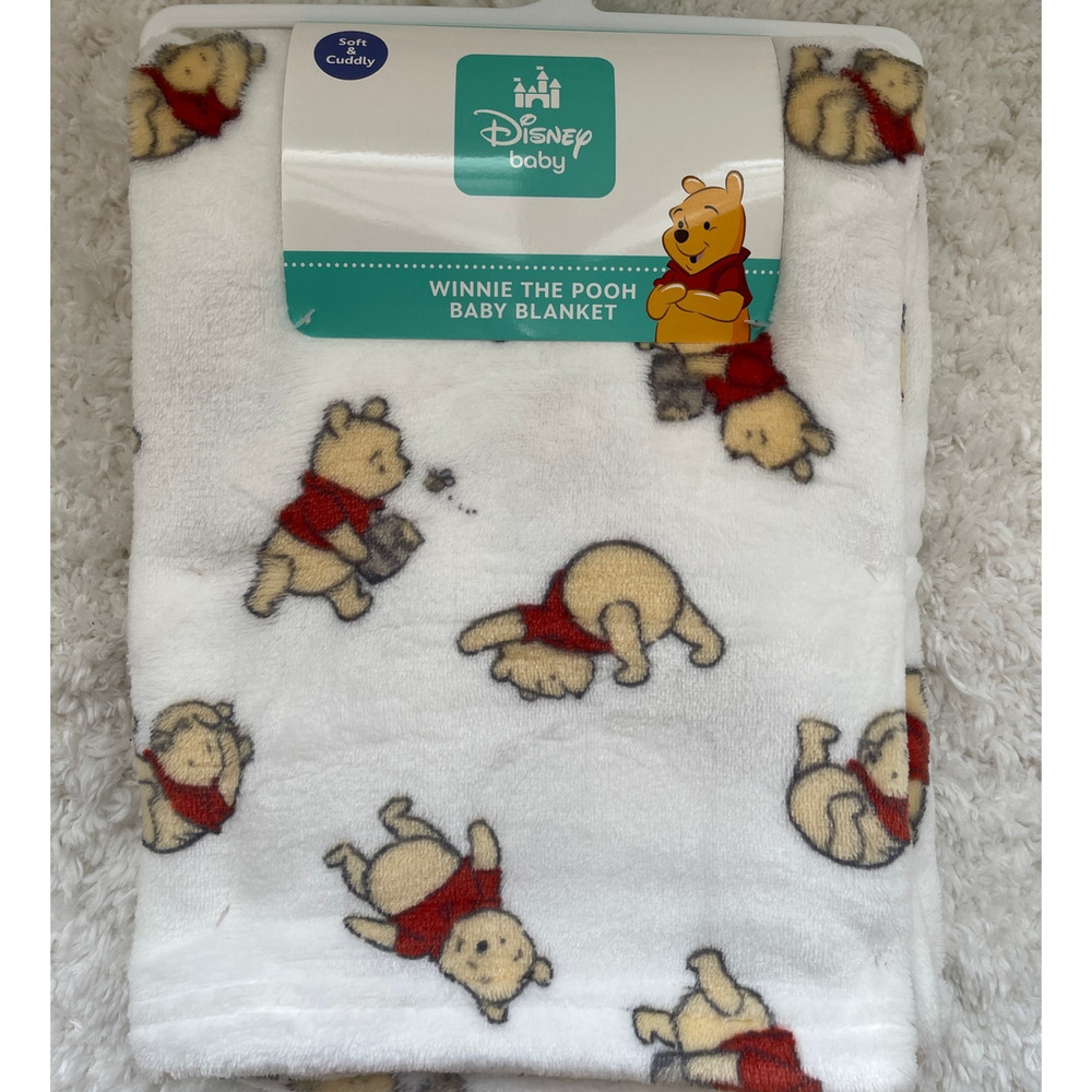 Disney Baby Winnie the Pooh White Plush Blanket Soft Cozy Blanket 30 x 40 NEW